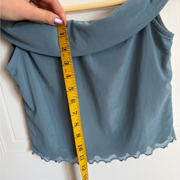 Motel Rocks Slate Off-Shoulder Mesh Crop Top | Size M - Picture 6 of 6